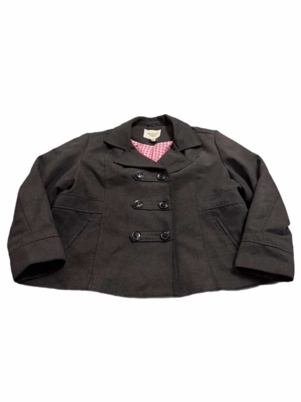 Y2K Vintage American Rag Cropped Military Pea Coat (Charcoal Grey) Size XL/1X